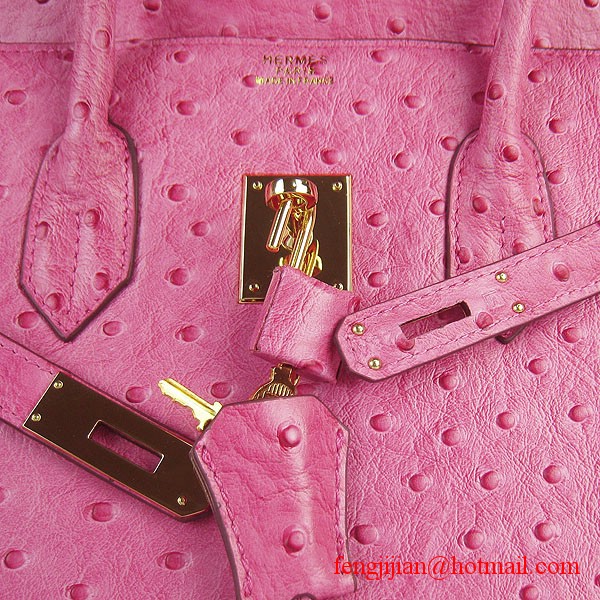 Hermes Birkin 35cm Ostrich Veins Handbag Light Peachblow 6089 Gold Hardware